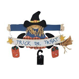 Garden Ridge Halloween Witch Hanging Decor Trick or Treat Wood VTG 11"x14" NEW